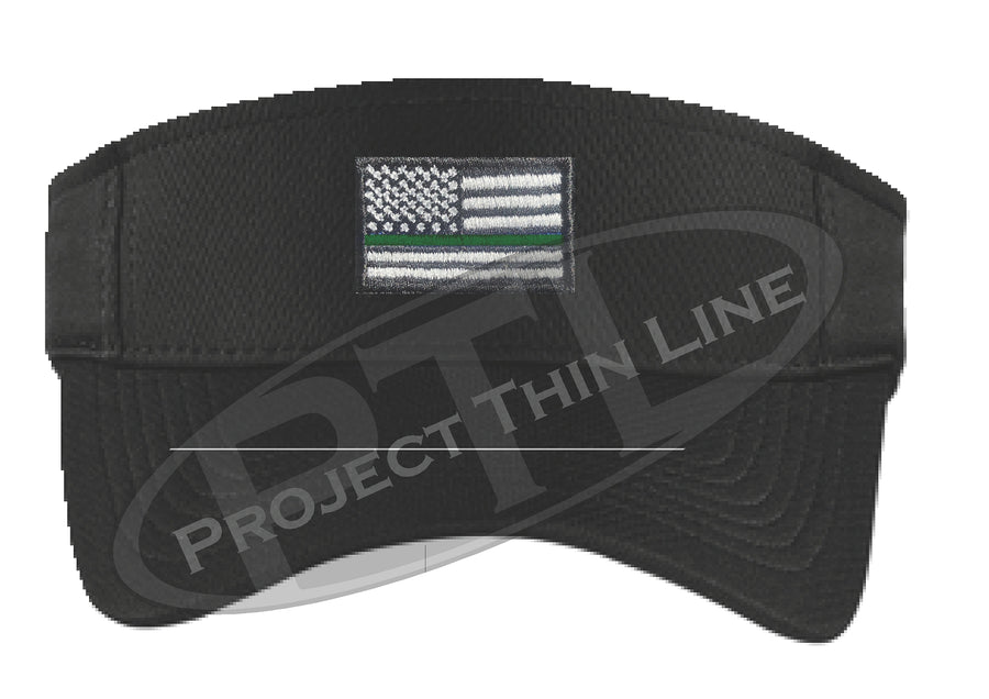 Black Embroidered Thin Green Line American Flag Visor