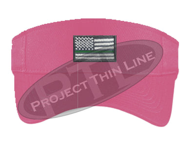 Pink Embroidered Thin Green Line American Flag Visor