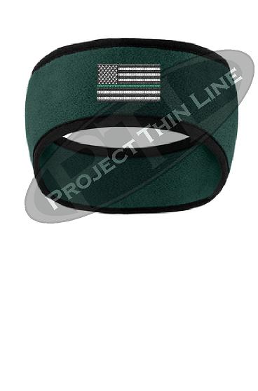 Thin GREEN Line American Flag 2 Tone Color Fleece Headband