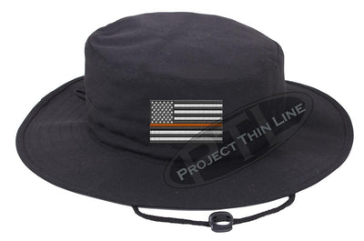 Embroidered Thin ORANGE Line American Flag Boonie Adjustable Hat