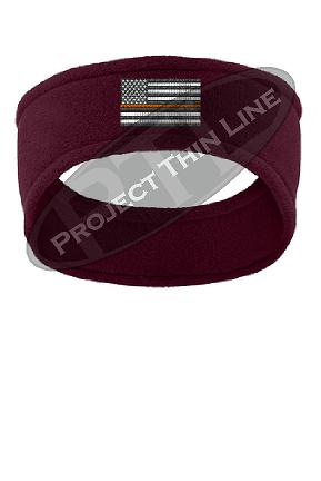 Thin Orange Line American Flag Fleece Headband