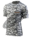 Digital Camo Embroidered Thin ORANGE Line American Flag Short Sleeve Compression Shirt