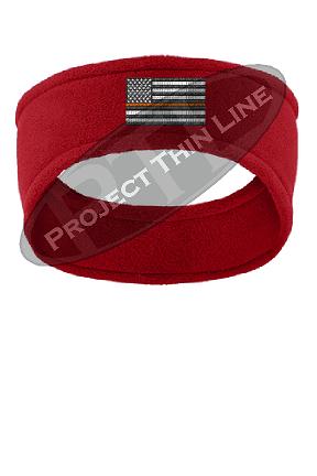 Thin Orange Line American Flag Fleece Headband