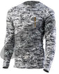 Digital Camo Embroidered Thin ORANGE Line Punisher Skull inlayed American Flag Long Sleeve Compression Shirt