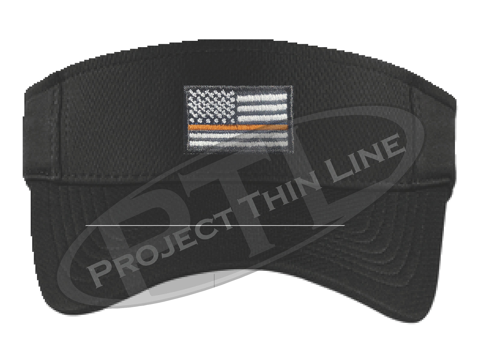 Black Embroidered Thin Orange Line American Flag Visor