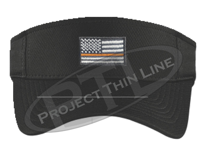 Black Embroidered Thin Orange Line American Flag Visor