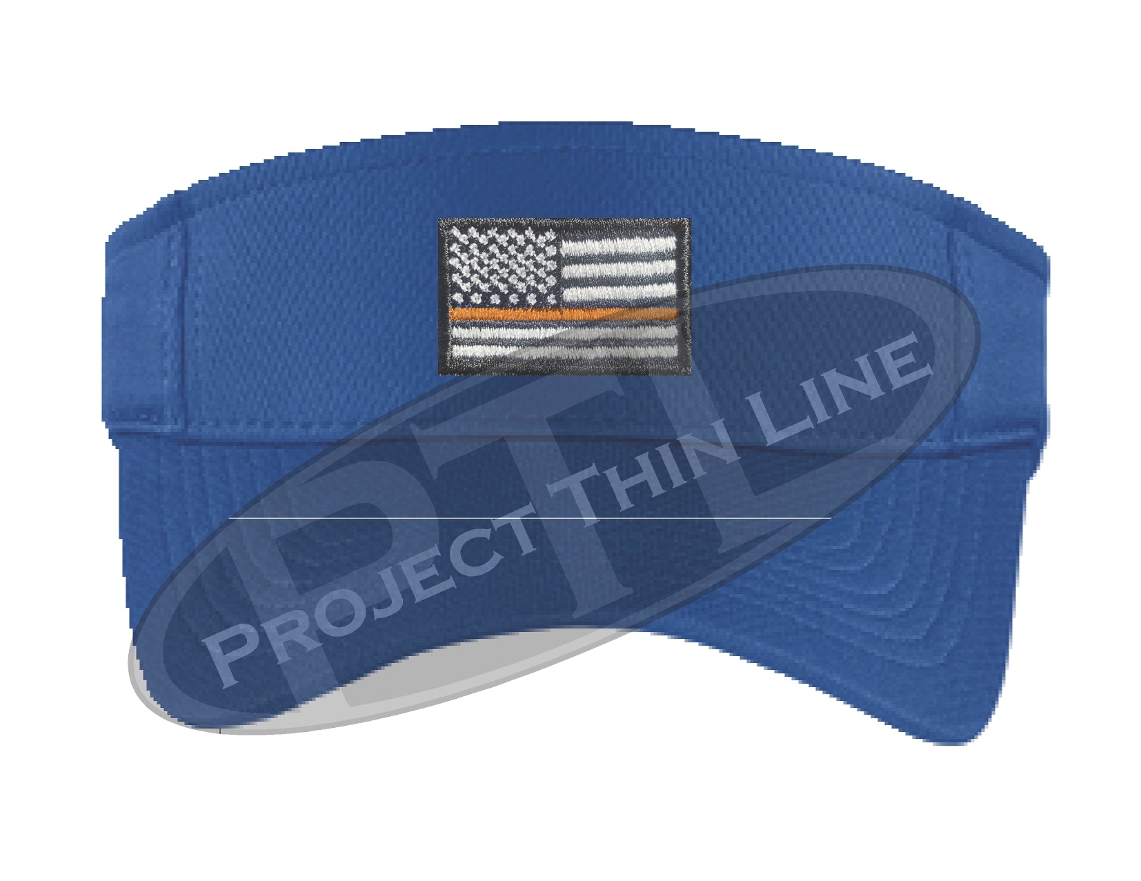 Blue Embroidered Thin Orange Line American Flag Visor