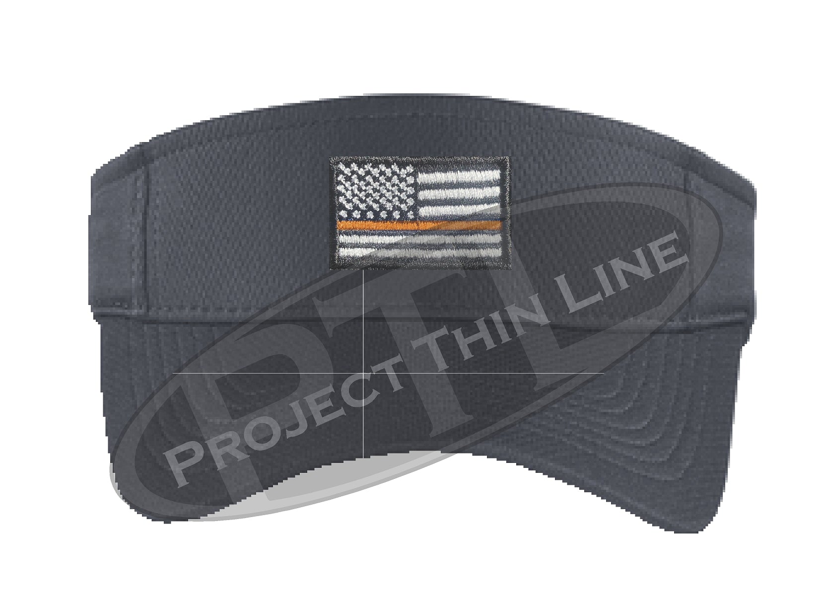Grey Embroidered Thin Orange Line American Flag Visor