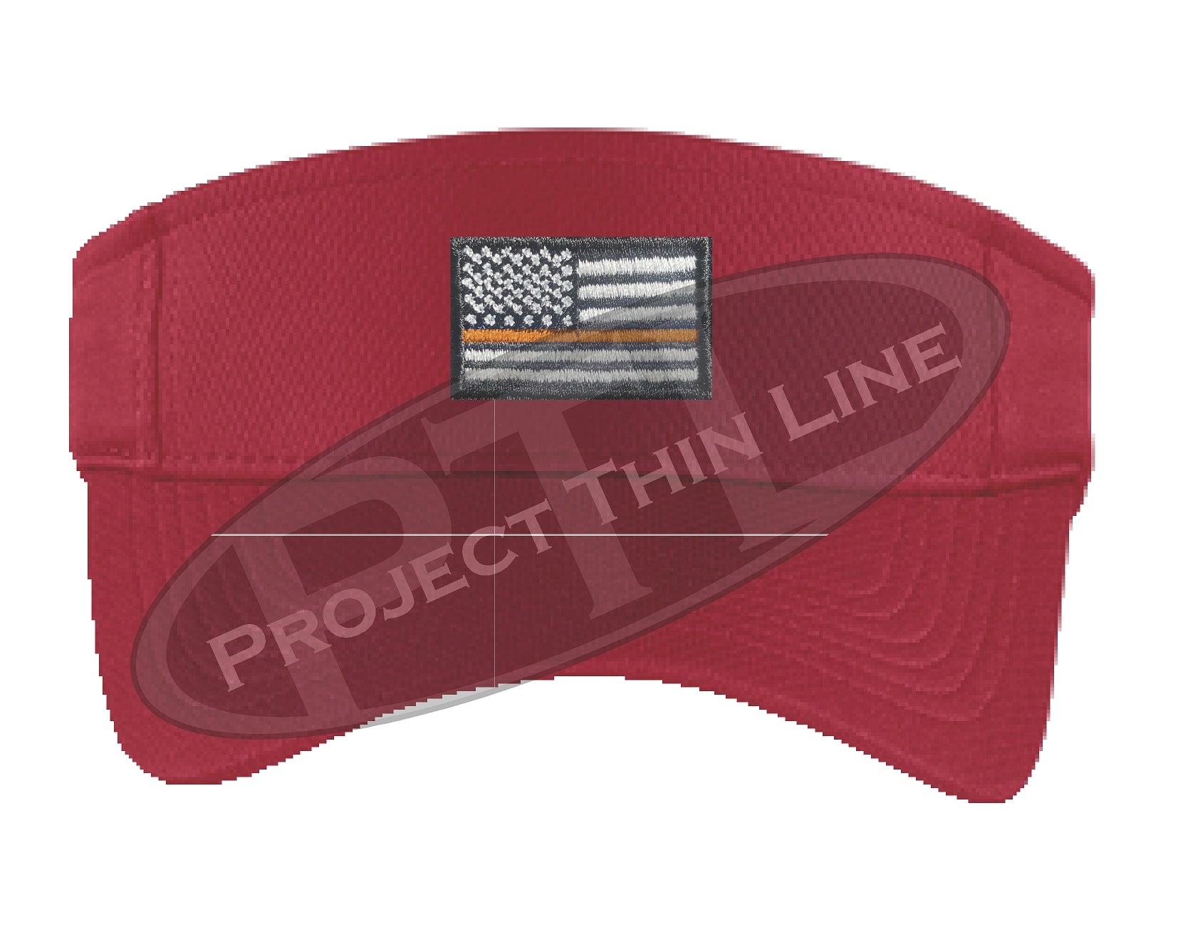 Red Embroidered Thin Orange Line American Flag Visor