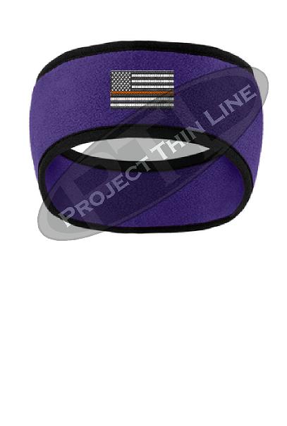 Thin ORANGE Line American Flag 2 Tone Color Fleece Headband