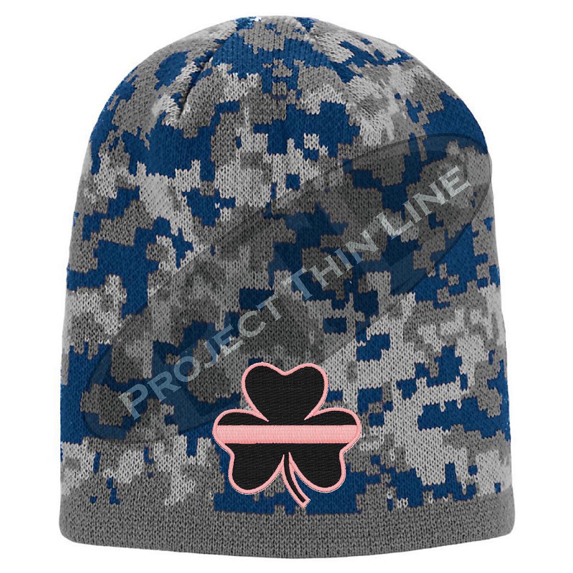 Thin PINK Line Shamrock Skull Cap