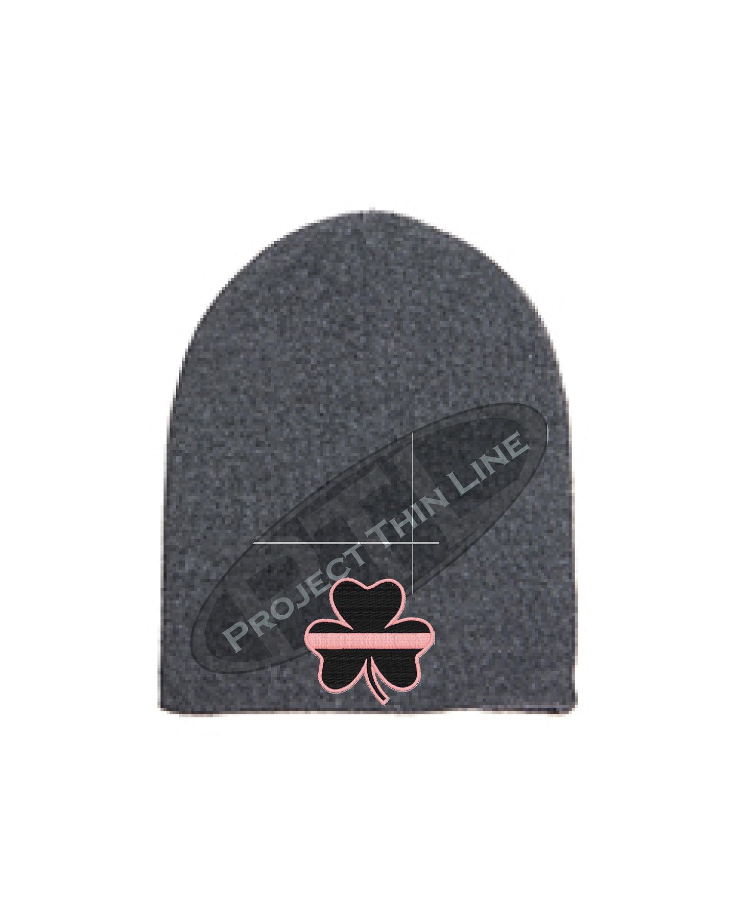 Thin PINK Line Shamrock Skull Cap