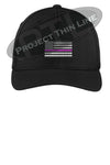 BLACK Embroidered Thin Pink Line American Flag Flex Fit Fitted Hat