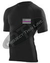 BLACK Embroidered Thin PINK Line American Flag Short Sleeve Compression Shirt