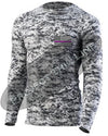 Digital Camo Embroidered Thin PINK Line American Flag Long Sleeve Compression Shirt