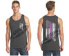 Charcoal Thin Pink Line Tattered American Flag Tank Top