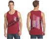 Red Thin Pink Line Tattered American Flag Tank Top