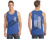 Royal Thin Pink Line Tattered American Flag Tank Top