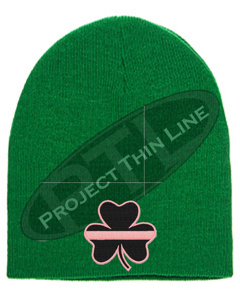 Thin PINK Line Shamrock Skull Cap