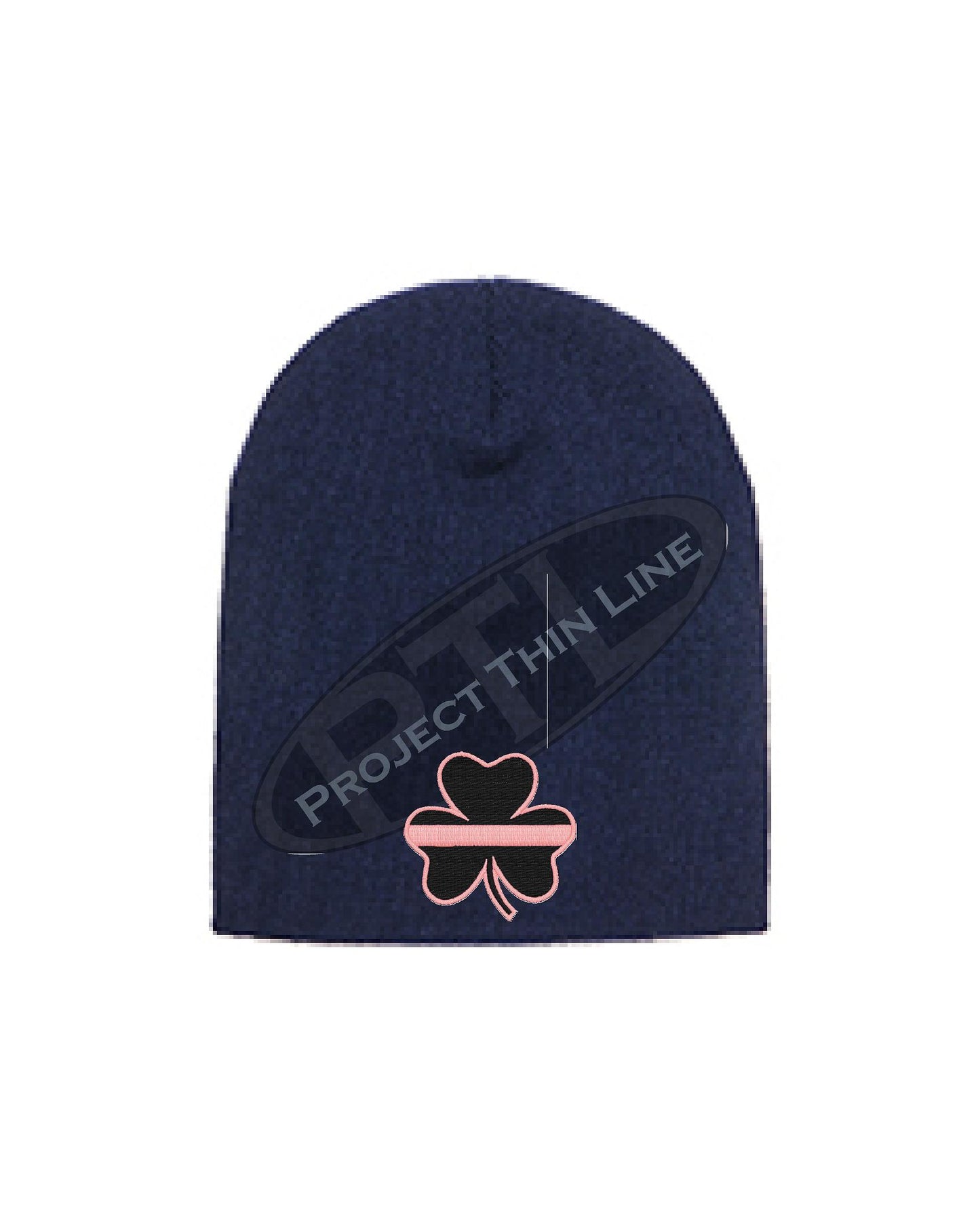 Thin PINK Line Shamrock Skull Cap