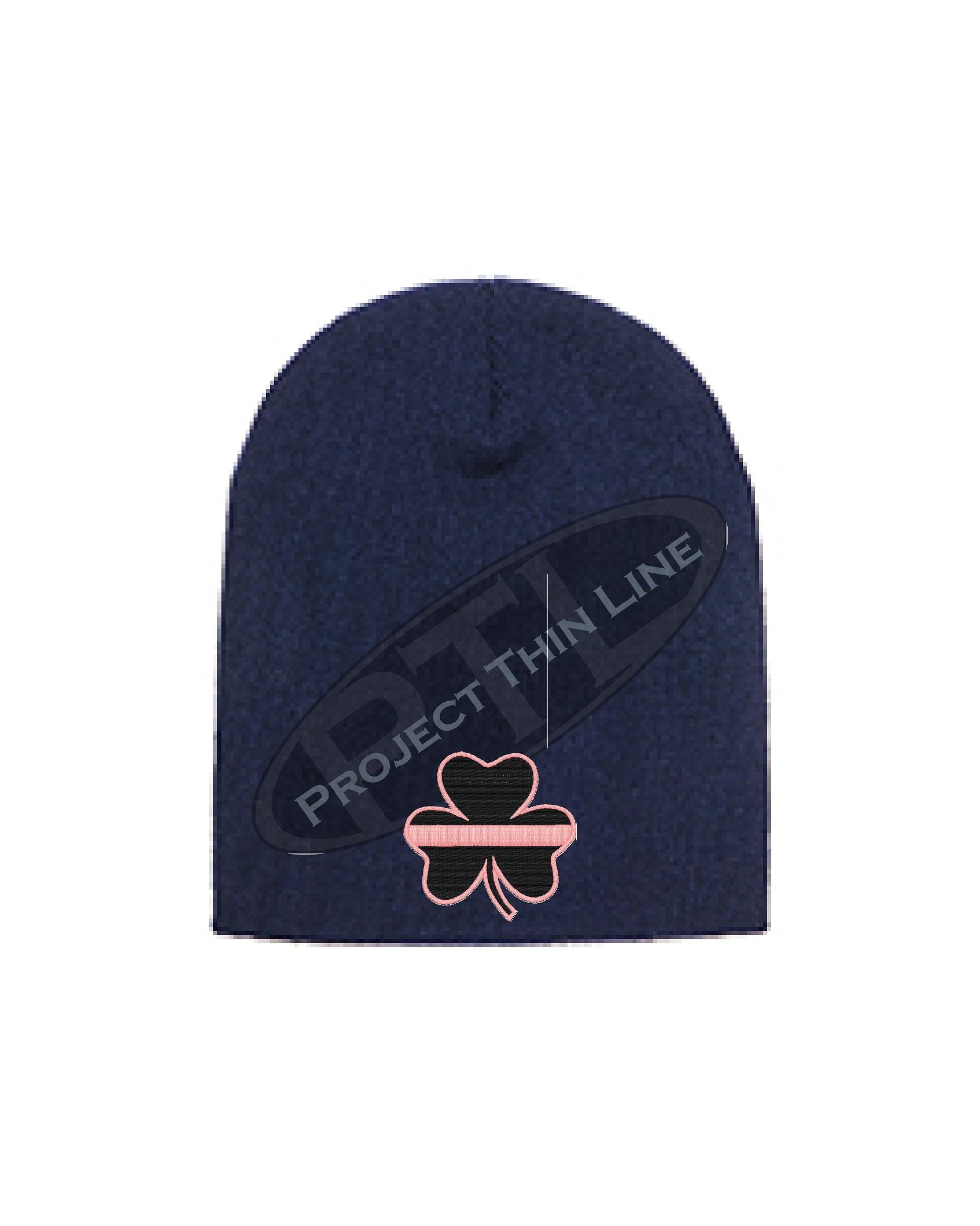 Thin PINK Line Shamrock Skull Cap