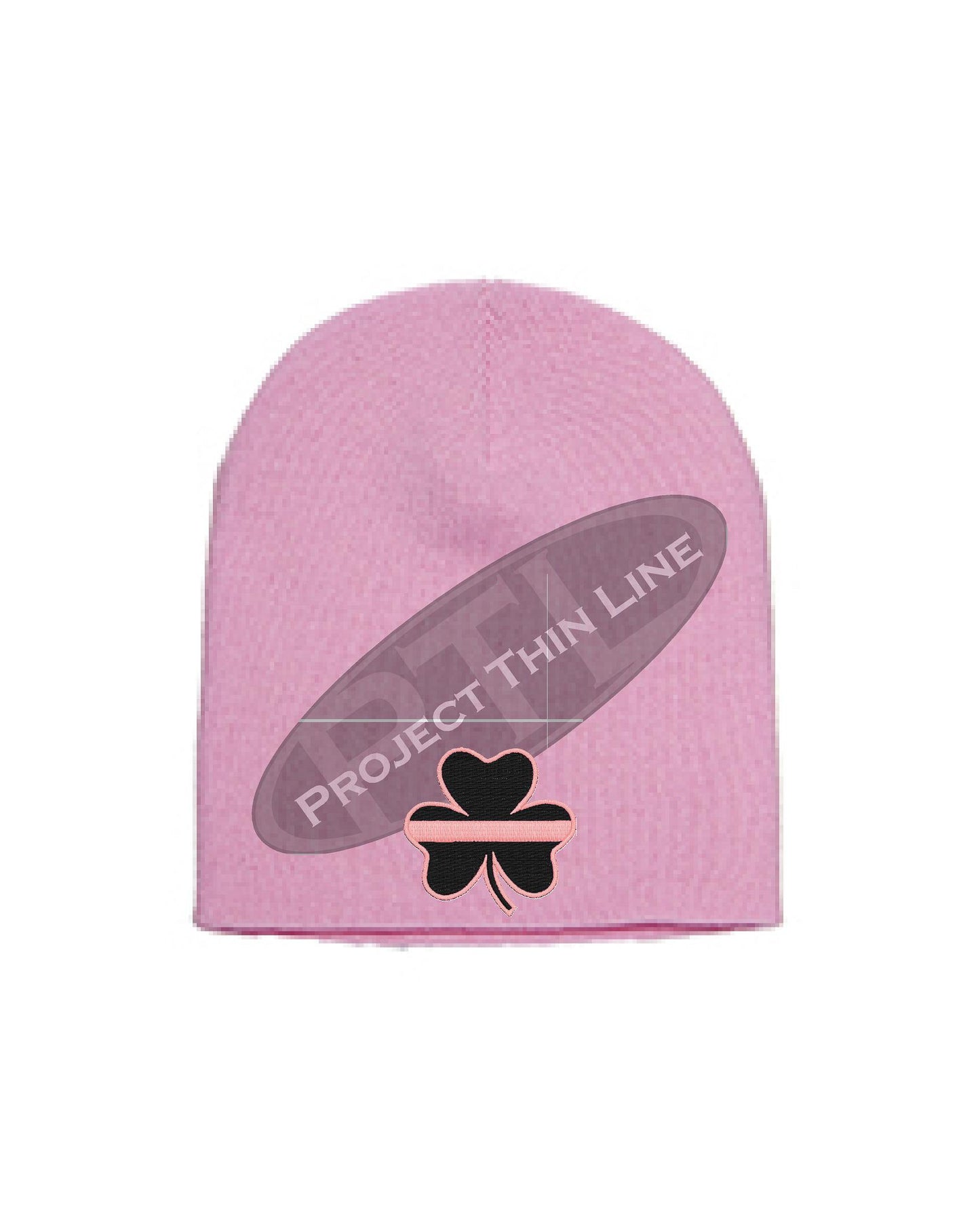 Thin PINK Line Shamrock Skull Cap