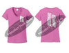 Pink Women's Thin Pink Line Tattered American Flag V Neck Cap Short Sleeve Shirt