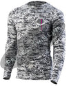 Digital Camo Embroidered Thin PINK Line Punisher Skull inlayed American Flag Long Sleeve Compression Shirt