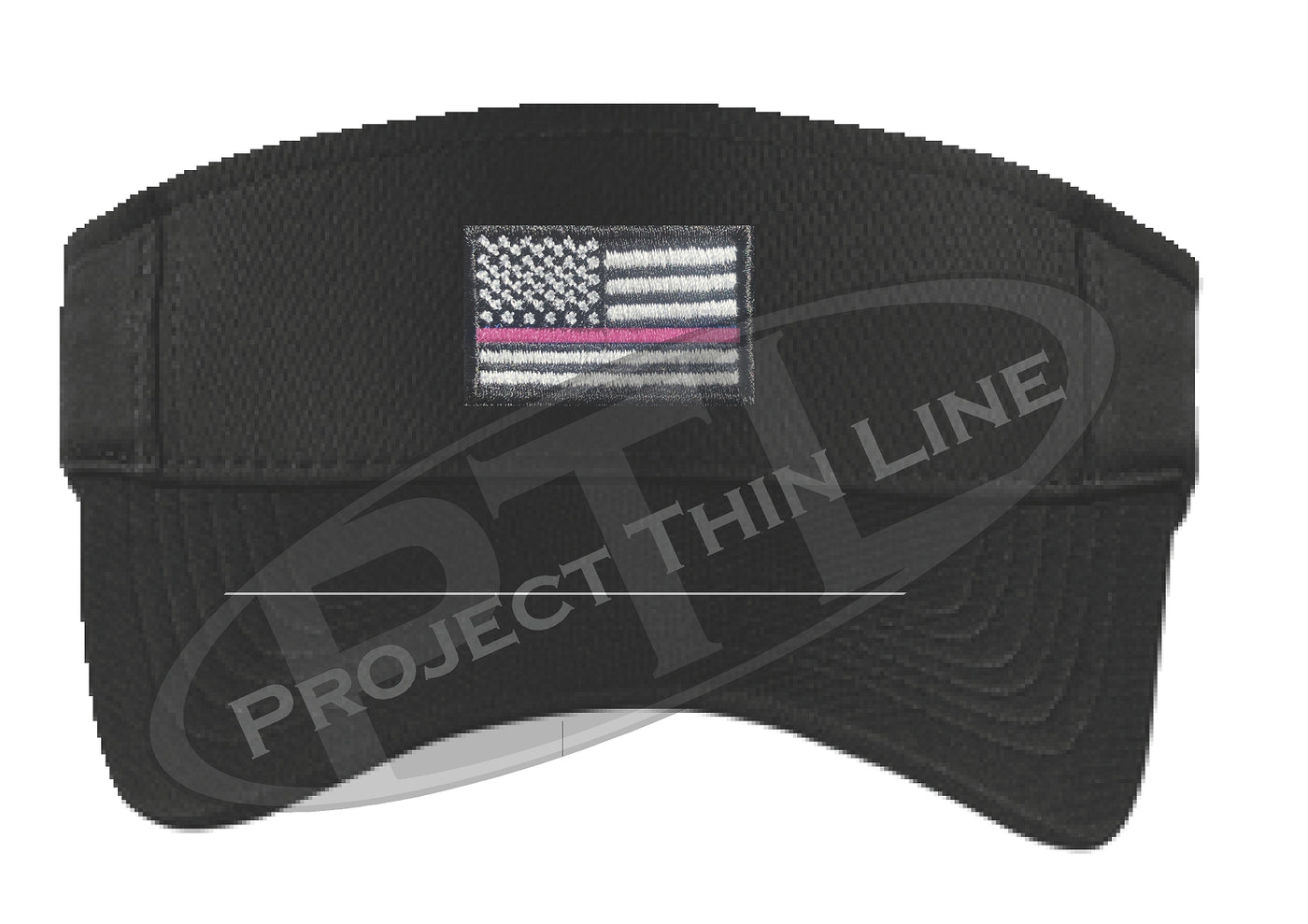 Embroidered Thin Pink Line American Flag Visor