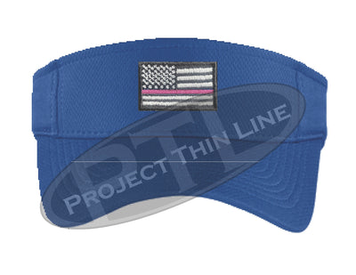 Blue Embroidered Thin Pink Line American Flag Visor