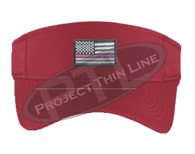 Red Embroidered Thin Pink Line American Flag Visor