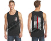 BLACK Thin Red Line Tattered American Flag Tank Top