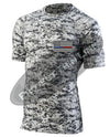 Digital Camo Embroidered Thin Blue / RED Line American Flag Short Sleeve Compression Shirt