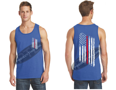 Royal Thin Red Line Tattered American Flag Tank Top