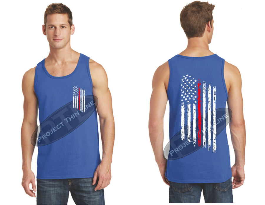 BLACK Thin Red Line Tattered American Flag Tank Top