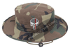 Camouflage Boonie Hat with embroidered Subdued Thin RED Line Punisher