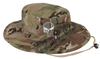 Jungle Camouflage Boonie Hat with embroidered Subdued Thin RED Line Punisher