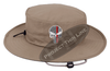 Khaki Boonie Hat with embroidered Subdued Thin RED Line Punisher