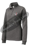 Medium Grey Women's Thin Red Line Punisher Skull 1/4 Zip Fleece Sweatshirt