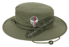Olive Green Boonie Hat with embroidered Subdued Thin RED Line Punisher
