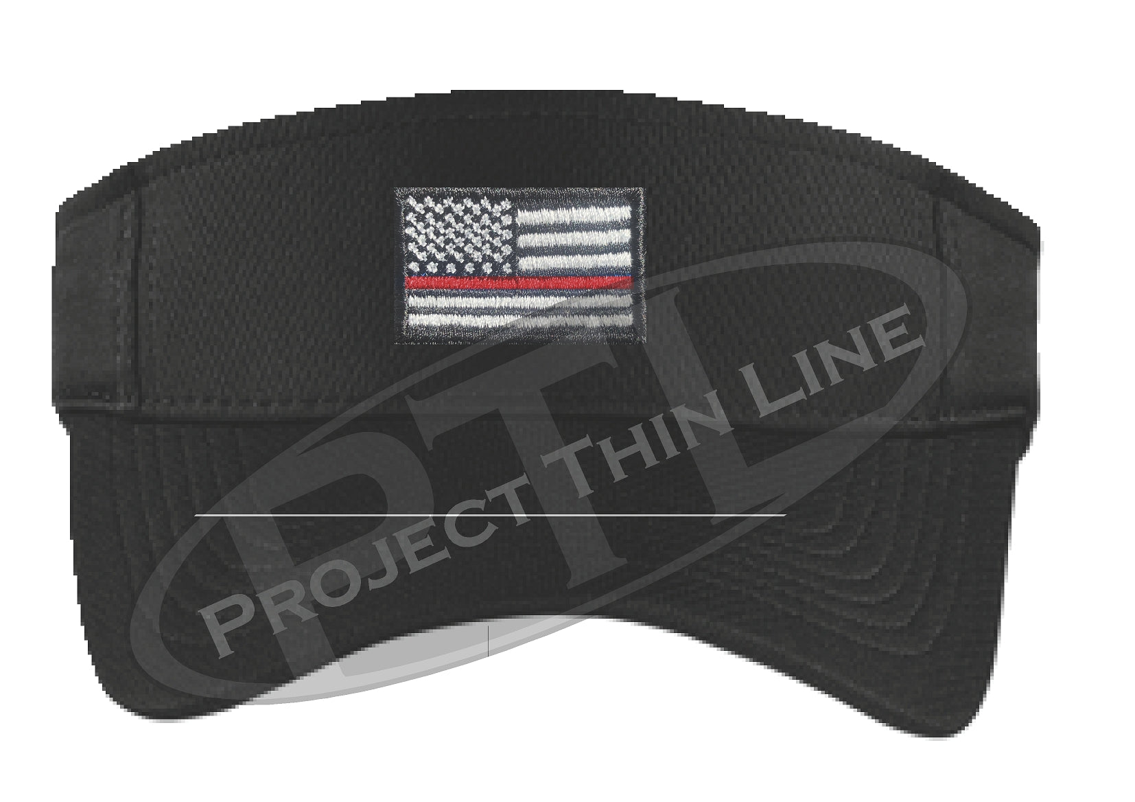 Black Embroidered Thin Red Line American Flag Visor