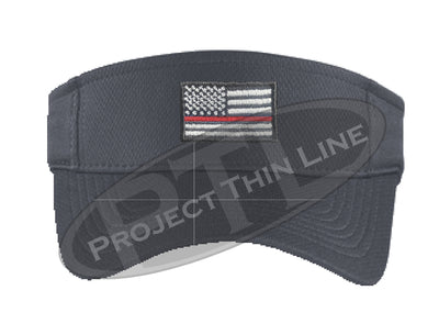 Grey Embroidered Thin Red Line American Flag Visor