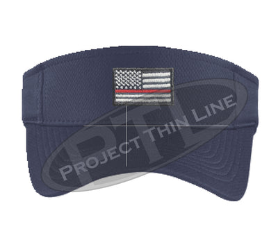 Navy Embroidered Thin Red Line American Flag Visor