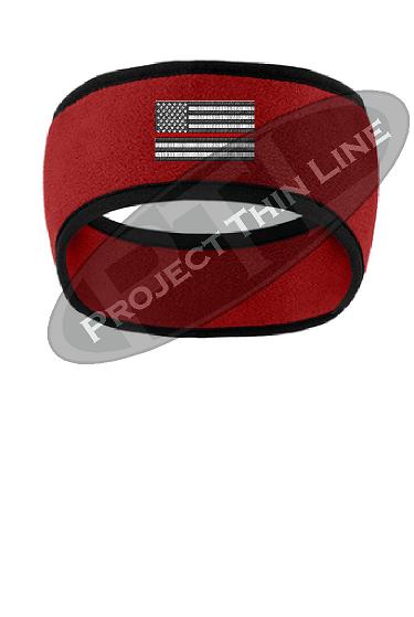 Thin RED Line American Flag 2 Tone Color Fleece Headband