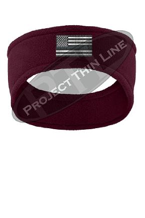 Thin Silver Line American Flag Fleece Headband