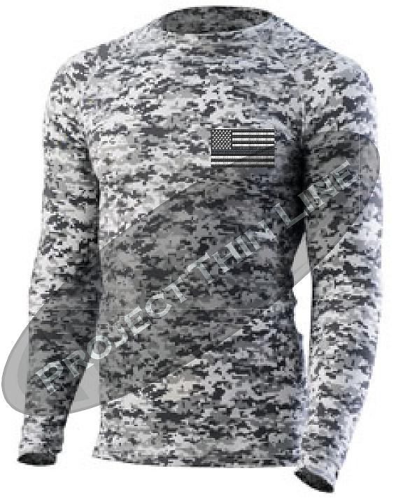 TACTICAL Subdued American Flag Long Sleeve Compression Shirt Project Thin  Line