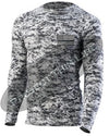 Digtial Camo Embroidered Thin SILVER Line American Flag Long Sleeve Compression Shirt