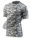 Digital Camo Embroidered Tactical Subdued American Flag Short Sleeve Compression Shirt