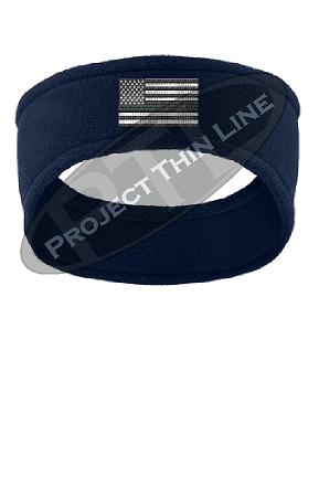 Thin Silver Line American Flag Fleece Headband