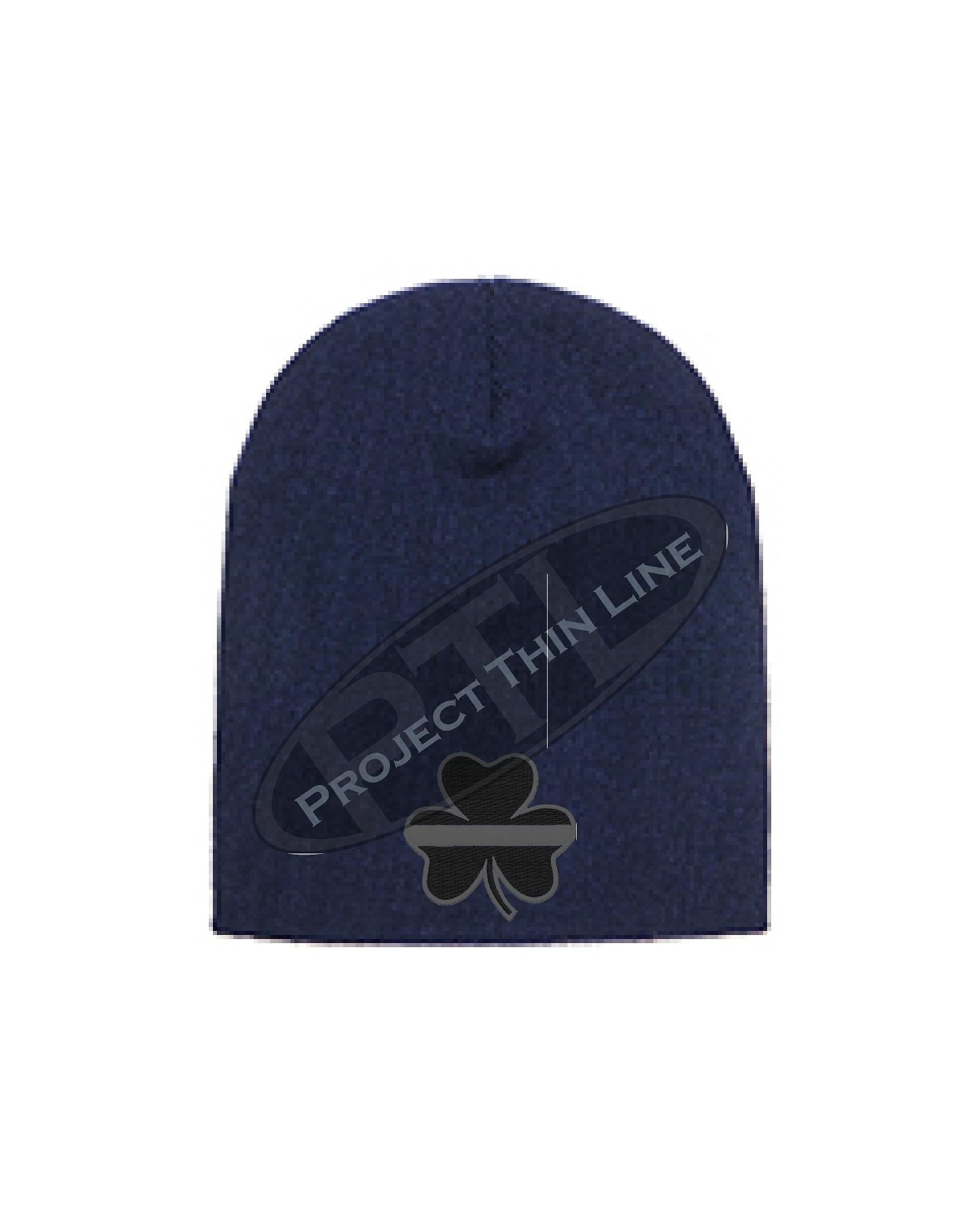 Thin SILVER Line Shamrock Skull Cap